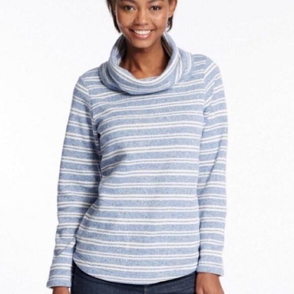 L.L. Bean Easy Cowl-Neck Pullover Striped Sweater - Picture 1 of 7